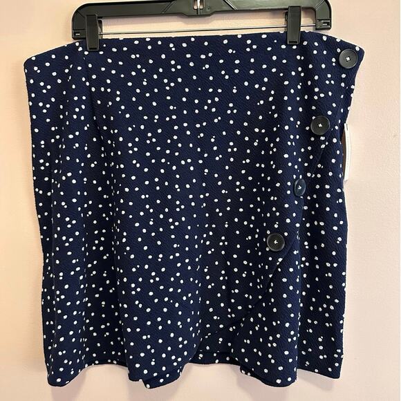 Maeve Anthropologie Blue Polka Dot Mini Skirt with Buttons NWT XL - Picture 2 of 8